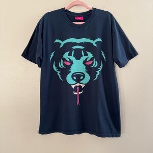 Mishka Bear Graphic Tee Navy Blue Pink Teal T-Shirt Men’s Large